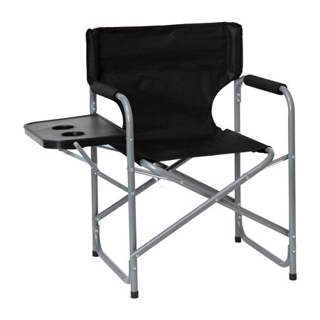 Flash Furniture Black Folding Directors Chair-Cupholder Side Table JJ-CC305-BK-GG